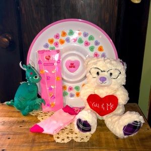 Valentine’s Day Gift Bear Dragon Heart Socks necklace Bundle
